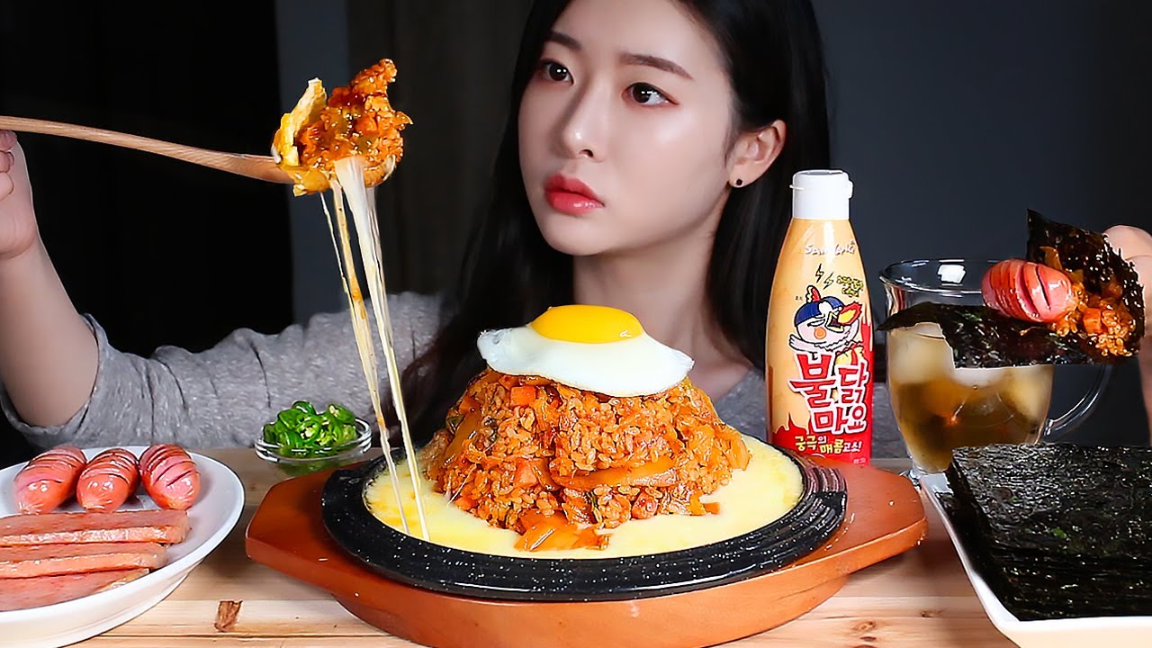 ASMR Сыр Кимчи Жареный Рис Гора! Жареная ветчина и колбаса MUKBANG EATING SHOW