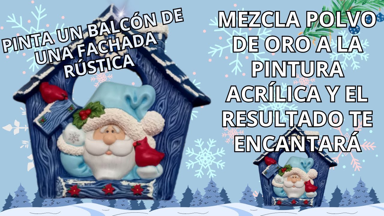 MEZCLA POLVO DE ORO A LA PINTURA ACRÍLICA Y EL RESULTADO TE ENCANTARÁ.  PINTA UN BALCÓN CON SANTA