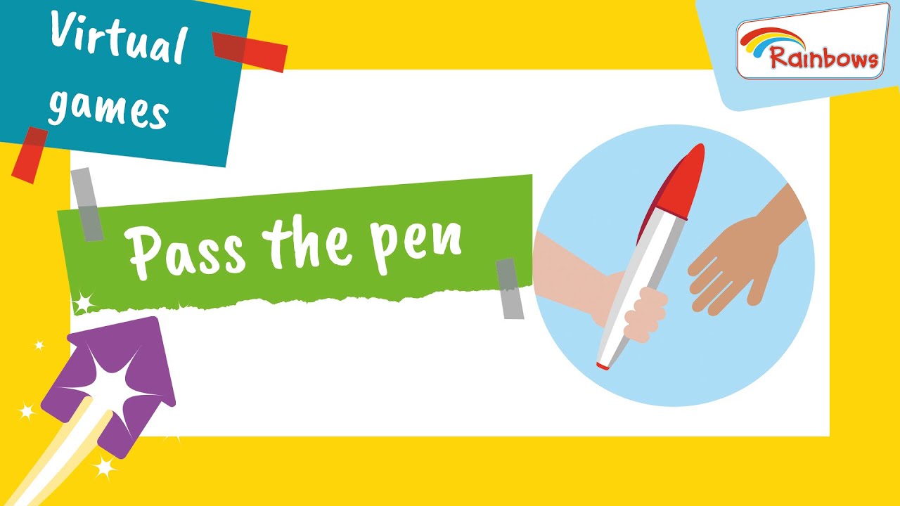 Pass the pen | #Rainbows | Virtual game support | #AdventuresAtHome | #Girlguiding