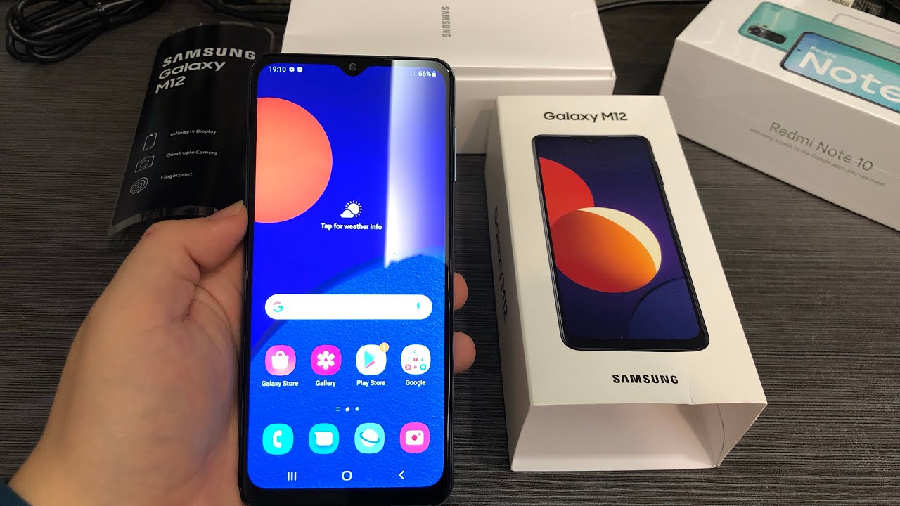 Samsung Galaxy M12 Unboxing + First Boot Up (Light Blue)