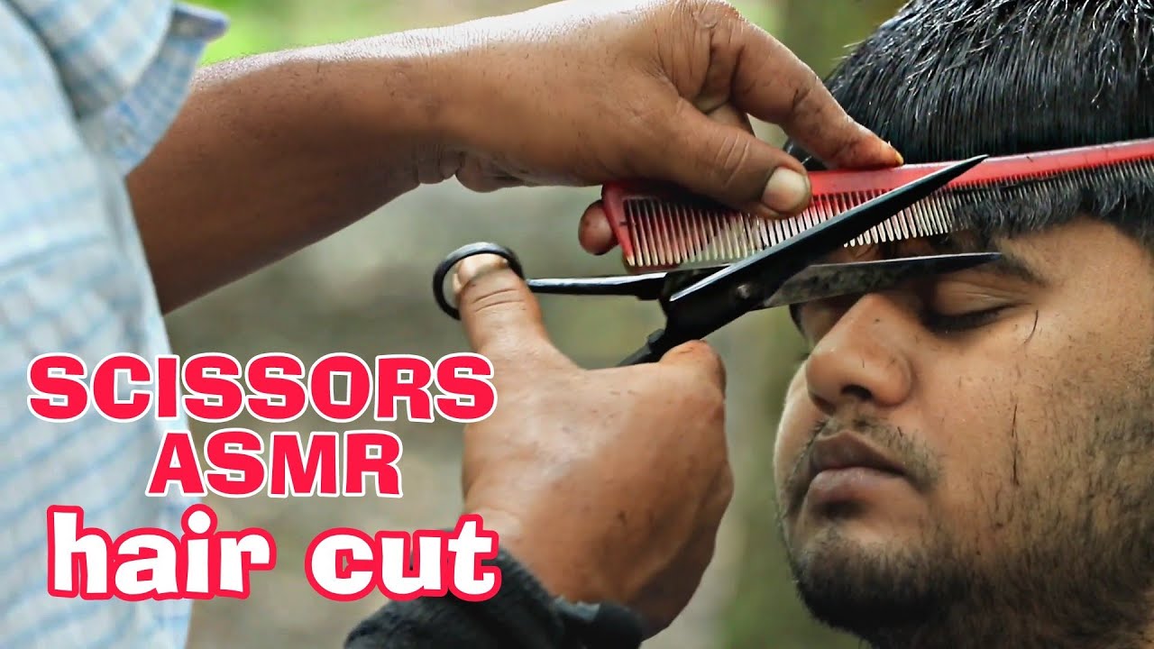 ASMR relaxing haircut | Indian barber stress relief haircut in green nature