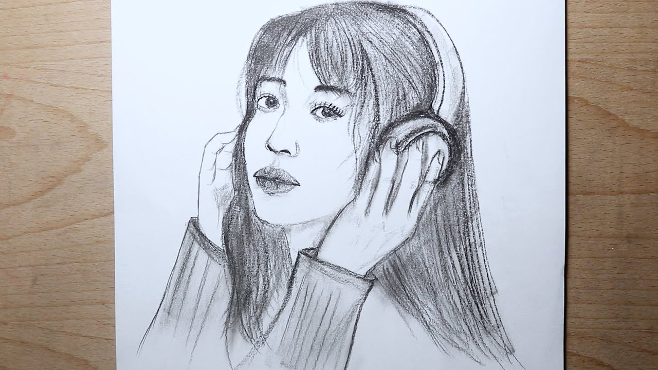 How to draw a girl wearing headphones easy  |  easy drawing tutorial step by step