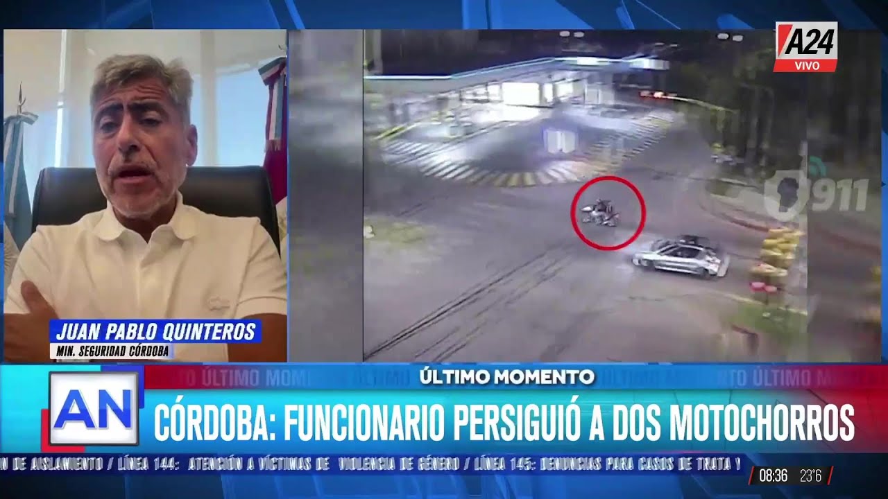🚨 El Ministro de Seguridad de Córdoba persiguió y capturó a motochorros