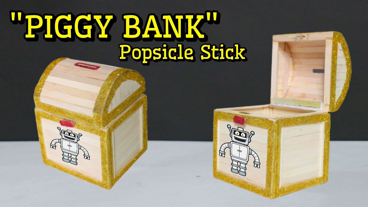 Piggy Bank From Popsiscle Stick - Membuat Celengan Keren Dari Stik Eskrim - Craft