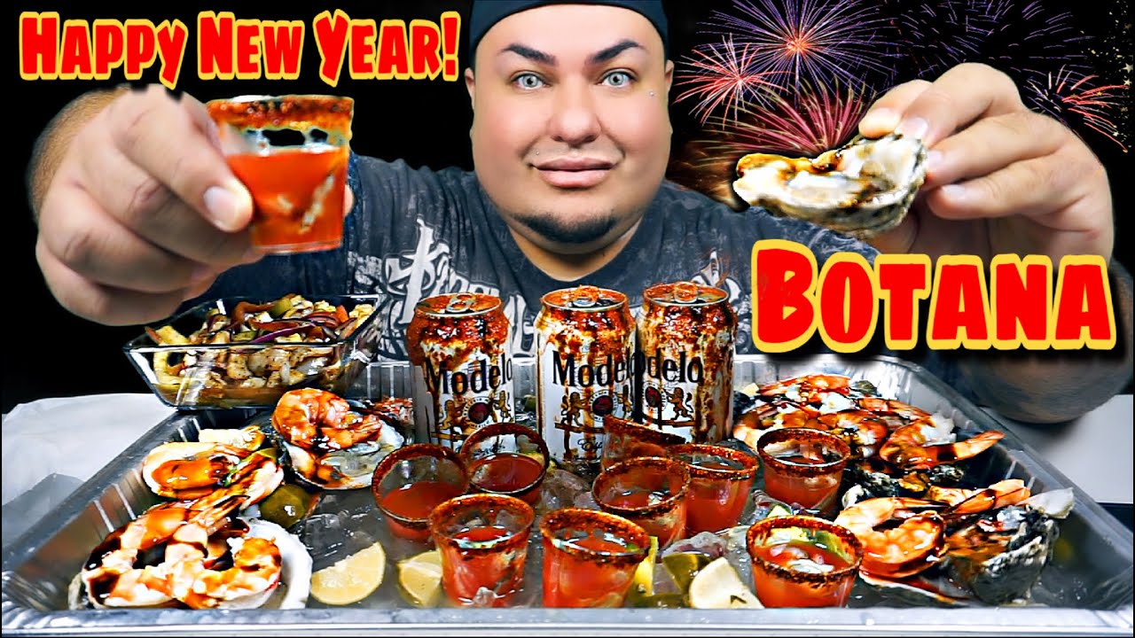BOTANA DE MARISCOS | Cerveza Preparada, Oyster Shots, Raw Scallops, Jumbo Shrimp