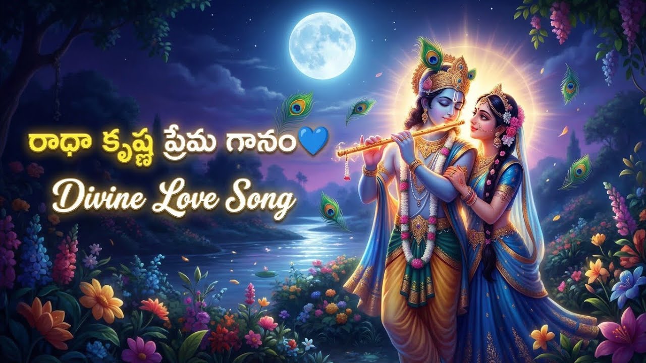 Radha Krishna Prema Gaanam 💙 | Telugu Devotional Love Song | Divine Love of Radha Krishna 
