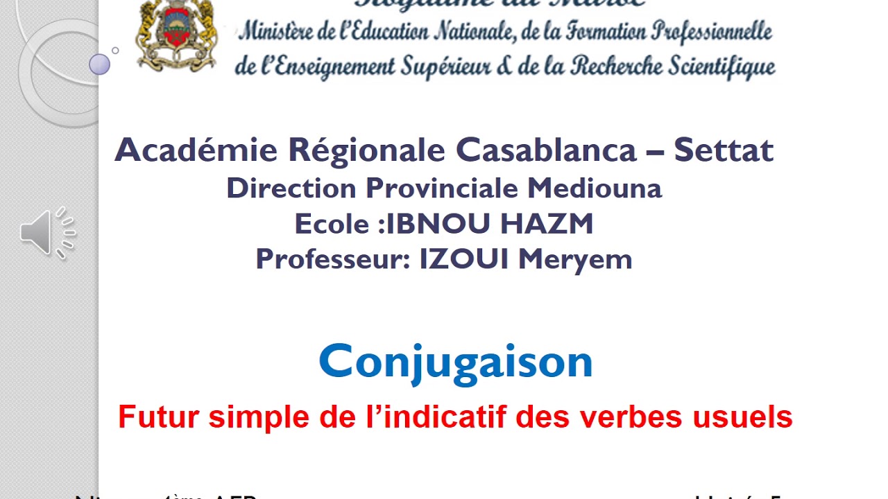 Futur simple de l'indicatif des verbes usuels / 4ème AEP