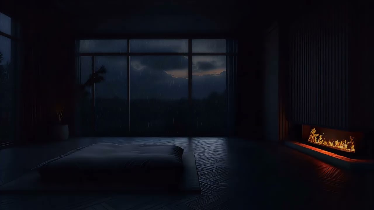 Rain & Fireplace ASMR 🌧️🔥 Cozy Rainy Night for Sleep | Relaxing Rain Sounds| No Ads✨️