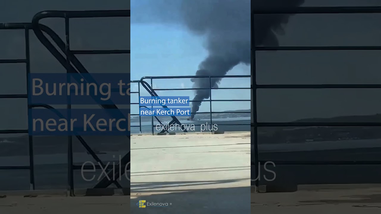 Burning Tanker Spotted Near Kerch