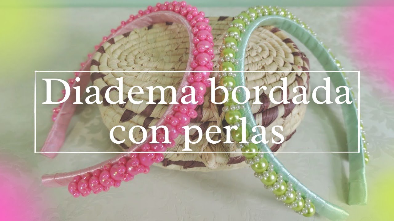 Diadema en cinta y bordada con perlas, paso a paso!♥