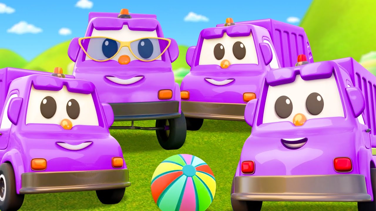 Five Little Garbage Trucks Jumping on the Bed Nursery Rhyme for Babies