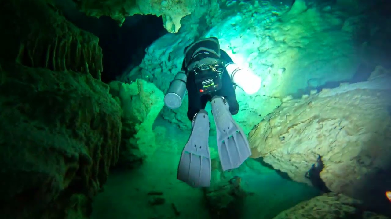 Cavern Diving Dos Ojos Cenote in Tulum Mexico
