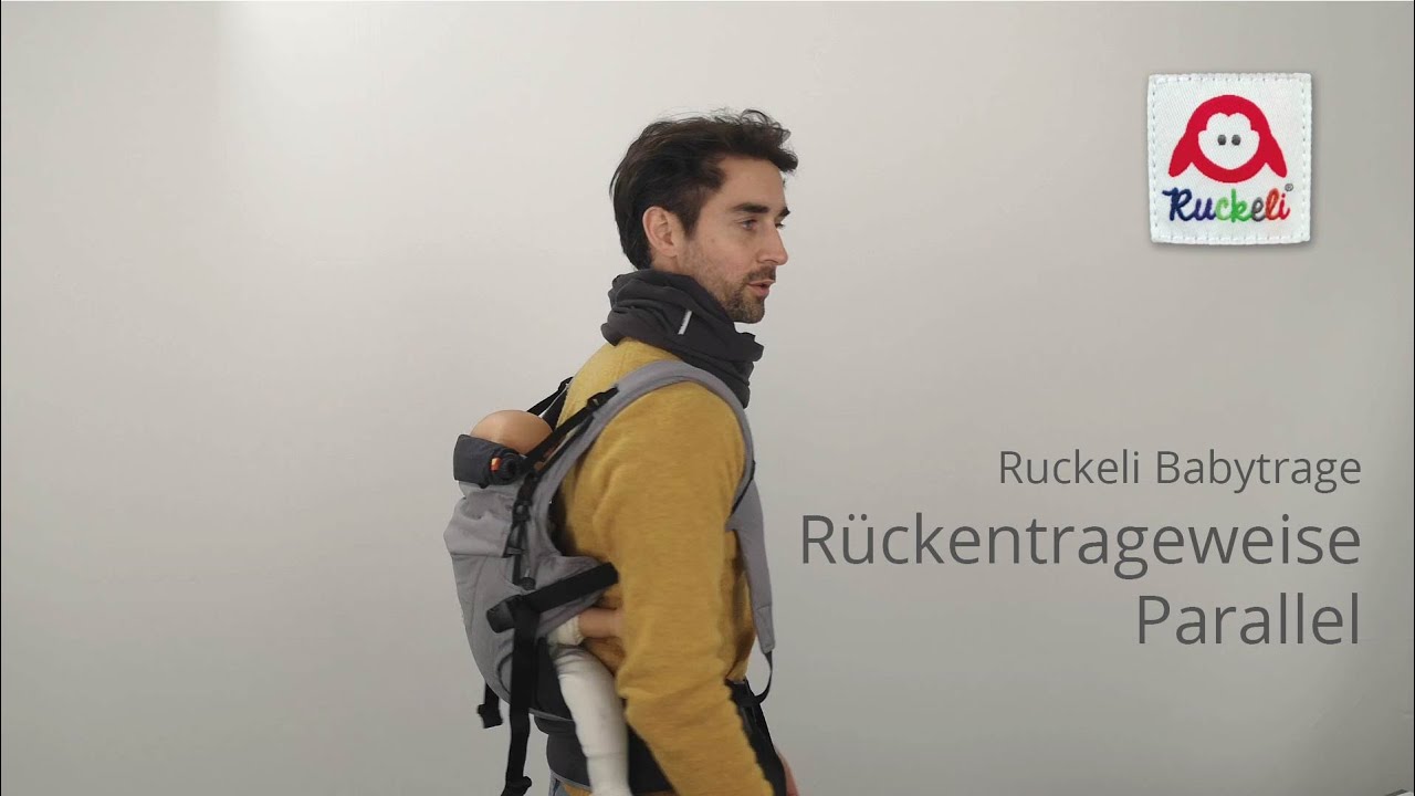 Ruckeli Babytrage - Rückentrageweise mit Parallelverlauf der Schultergurte