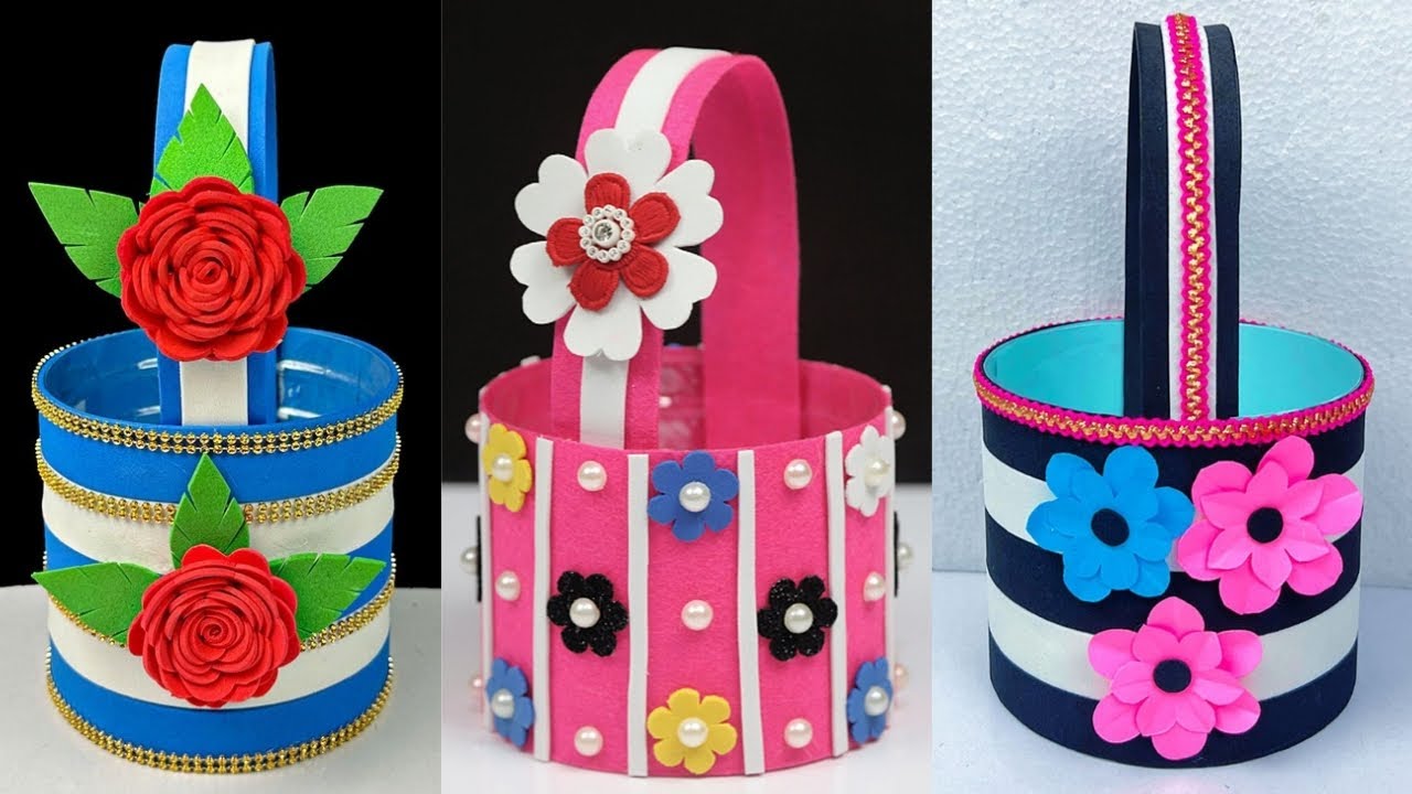 3 Beautiful Basket Making at Home | Waste Material Craft Ideas | Best Out Of Waste | Plastic Bottle 