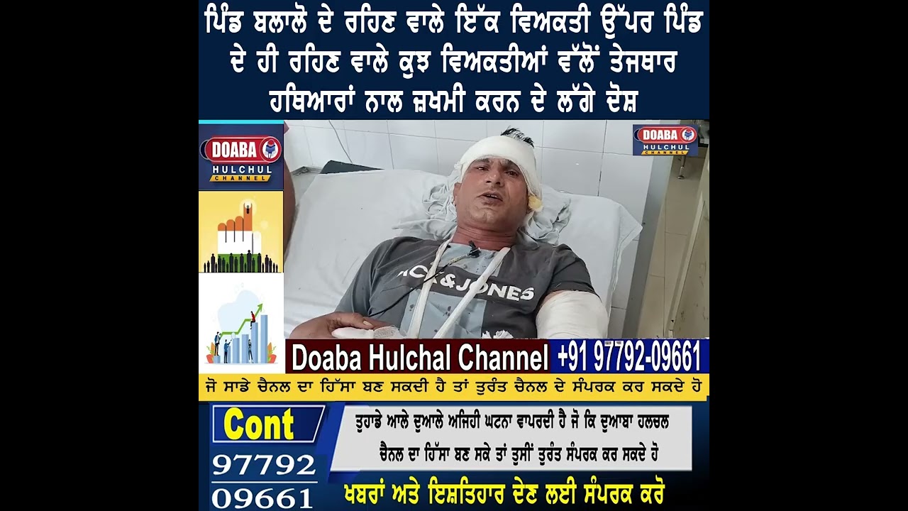 ਪਿੰਡ ਬਲਾਲੋ ਦੇ ਰਹਿਣ ਵਾਲੇ ਇੱਕ ਵਿਅਕਤੀ ਉੱਪਰ ਕੁਝ ਵਿਅਕਤੀਆਂ ਵੱਲੋਂ ਹਥਿਆਰਾਂ ਨਾਲ ਜ਼ਖਮੀ ਕਰਨ ਦੇ ਲੱਗੇ ਦੋਸ਼