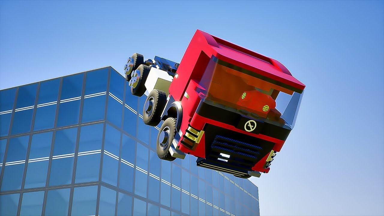 Lego Cars Falls Off Building #3 | Brick Rigs