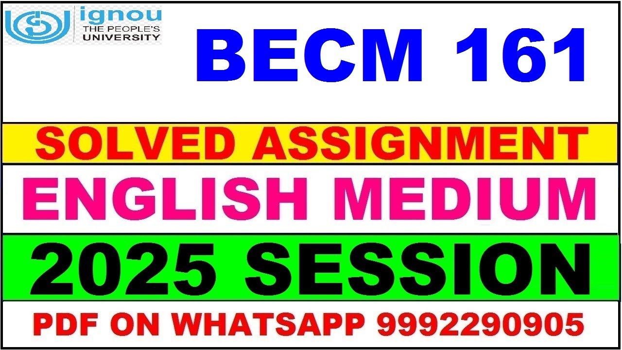 BECM 161 solved assignment 2025 in English || becm 161 solved assignment 2025 || ignou becm161 2025