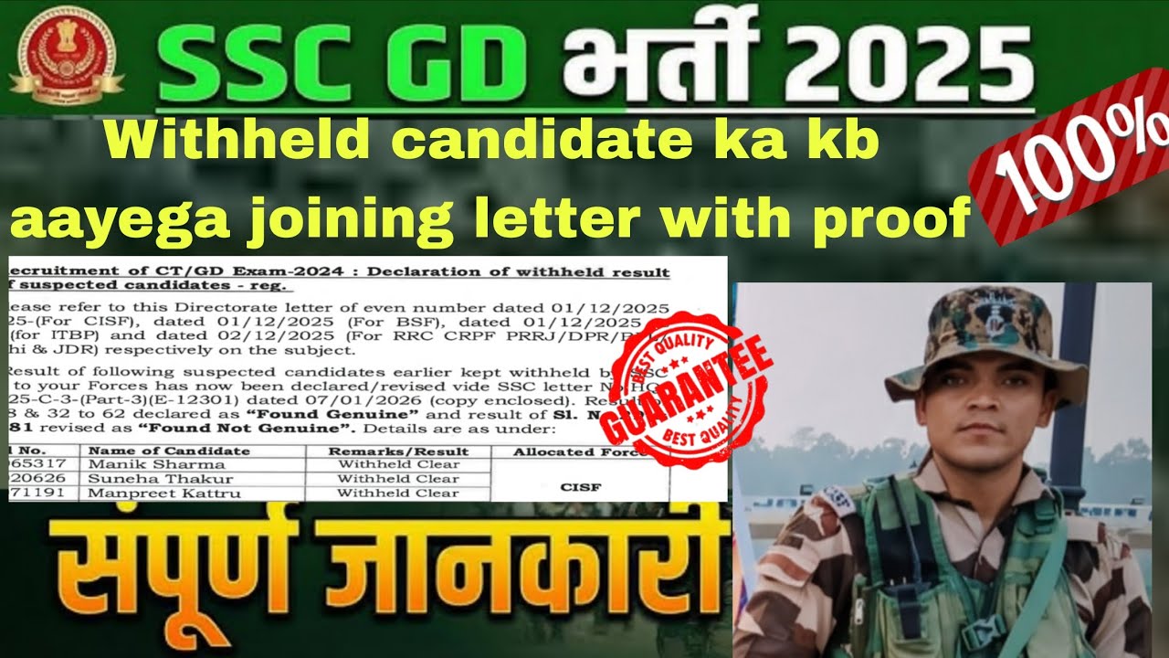 SSC GD 2025 Withheld Results Out! 😍 | Joining Letter Kab Aayega? | Withheld Clear Proof Big News 