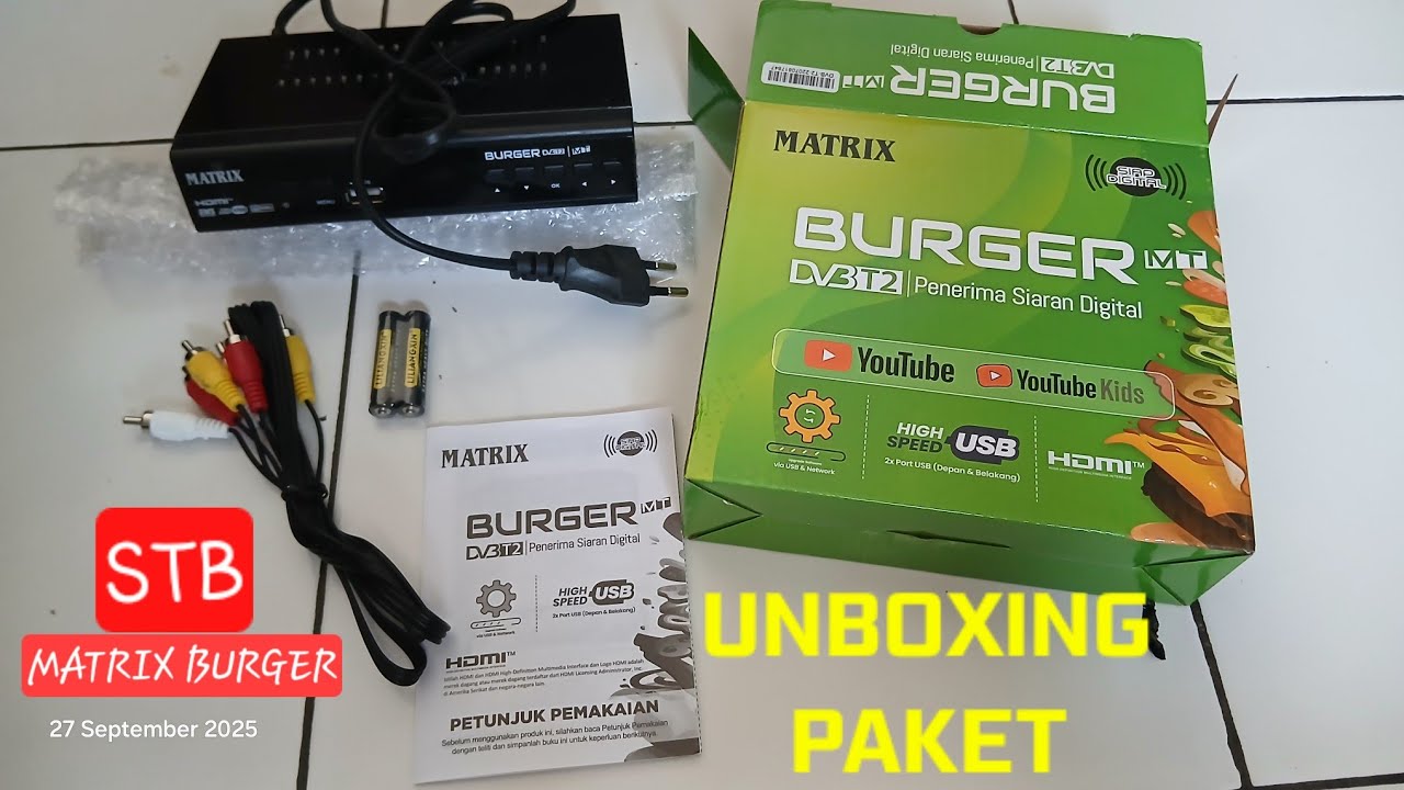 UNBOXING Paket | STB MATRIX APPLE BURGER Hijau | SetTopBox Penerima Siaran TV DIGITAL DVB-T2 BURGER
