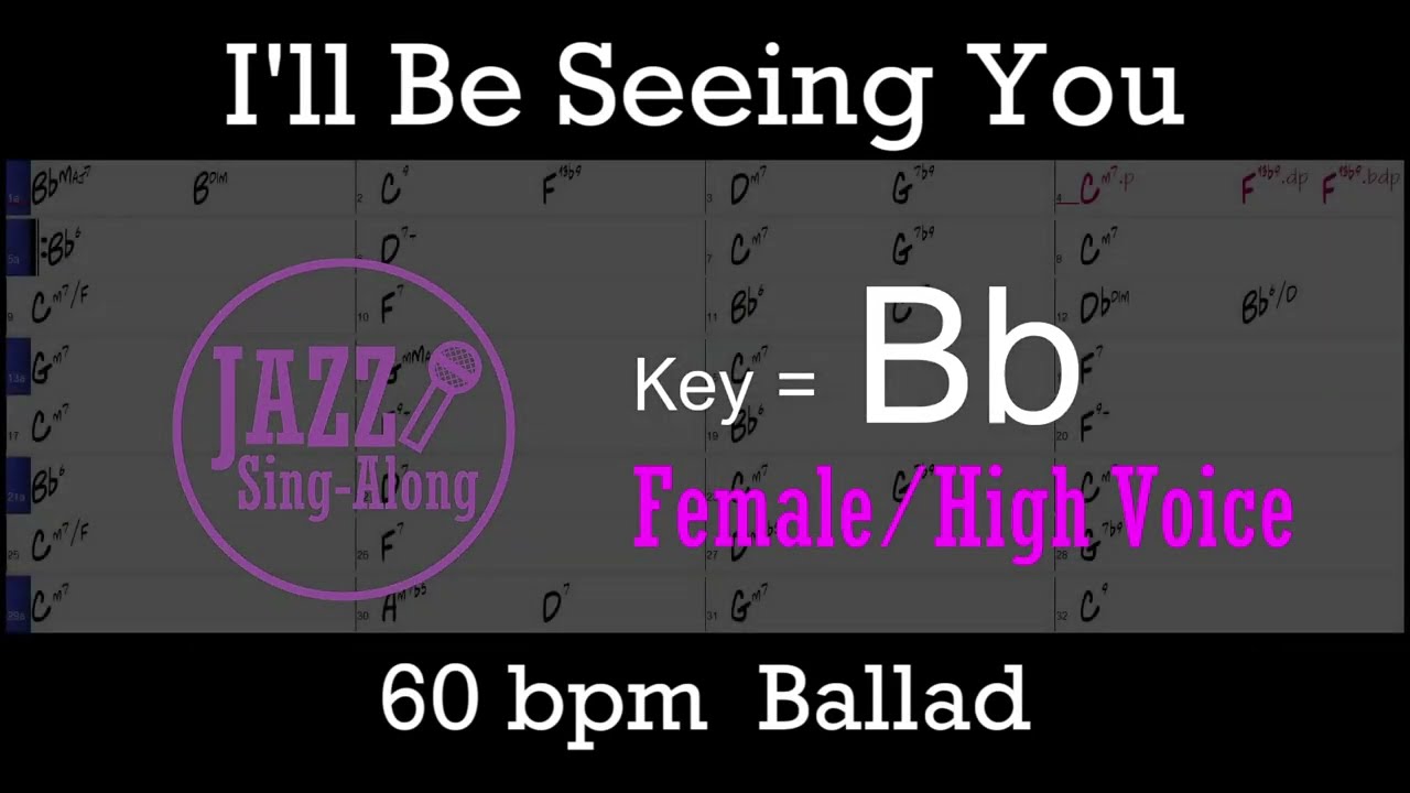 I'll Be Seeing You - Backing Track with Intro + Lyrics in Bb (Female) - Jazz Sing-Along