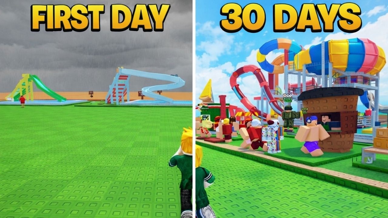 I Built a HUGE Waterpark in Roblox (Full Progression)