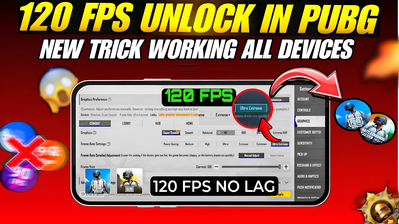how to unlock 120fps in pubg mobile/bgmi in update 4.4 | unlock 120fps in any phone without any lag.
