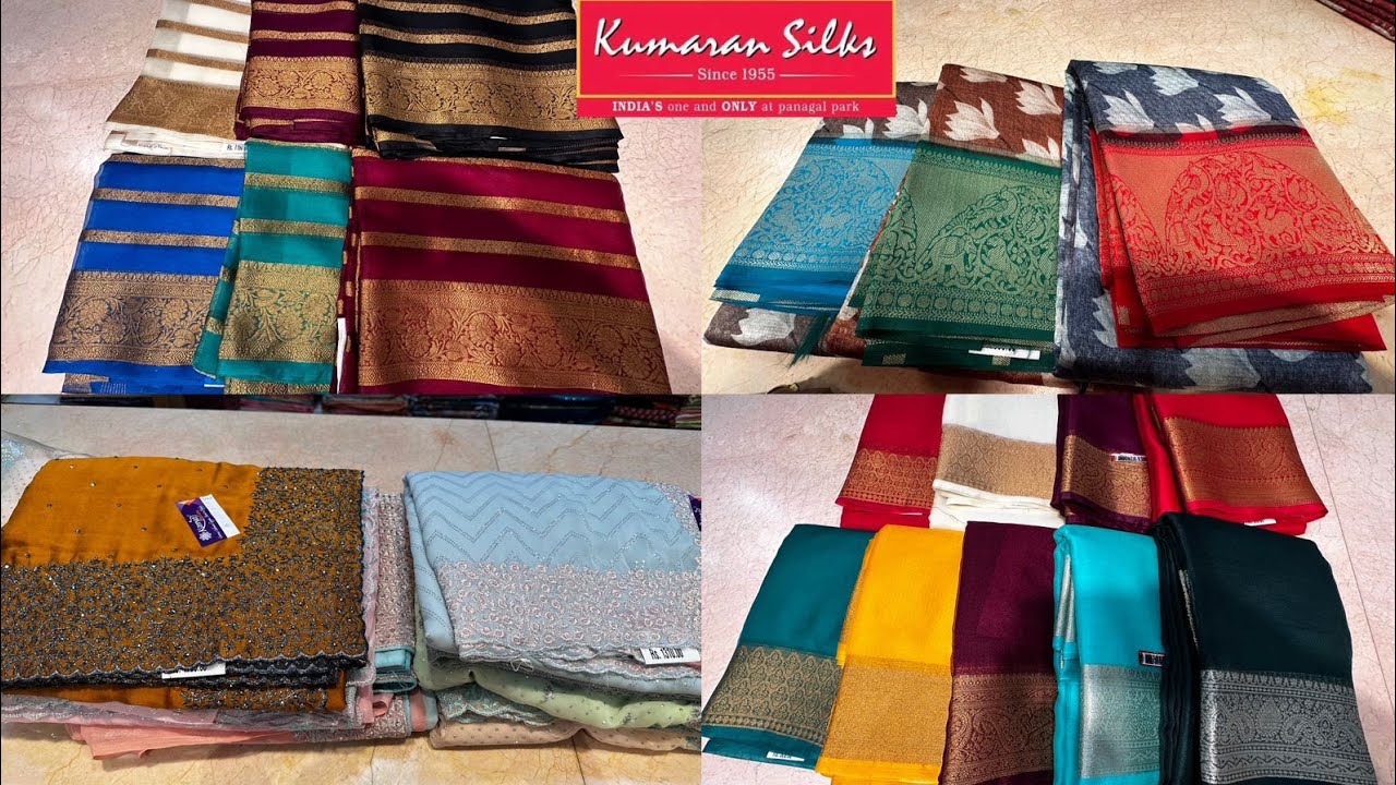 Kumaran Silks | Printed Semi Tussar Linen Silk Kora Organza Cotton Georgette Designer Saree Rs.515