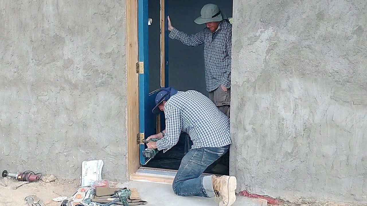 Front Door Build & Install #9 Hyperadobe Tiny House