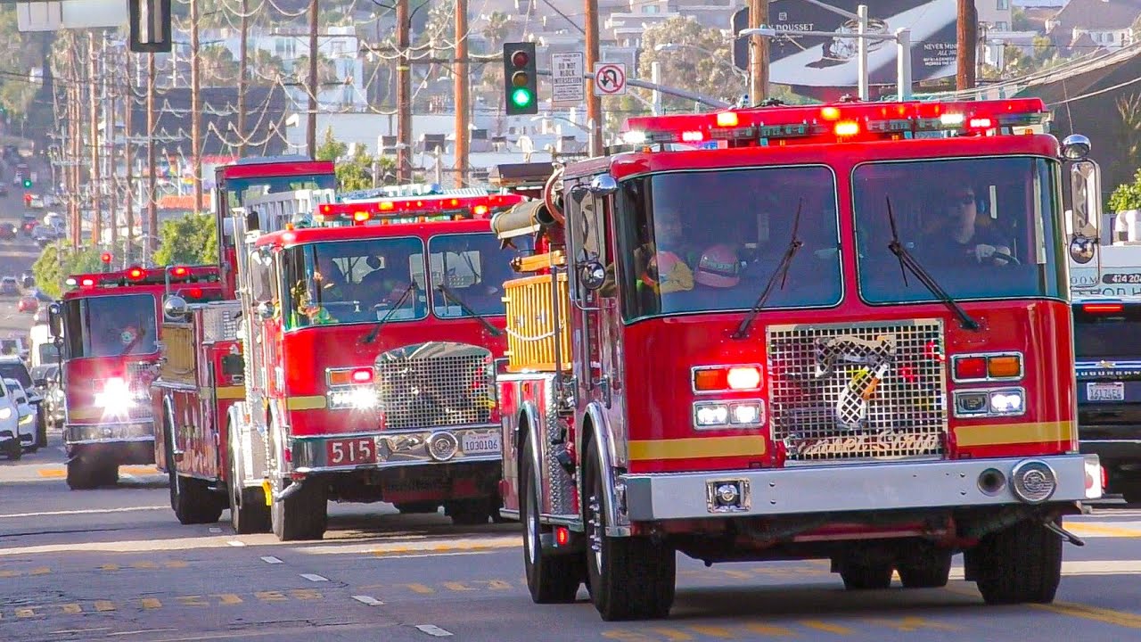 LACoFD Light Force 8, Engine 8, Engine 7, & Squad 7 Responding