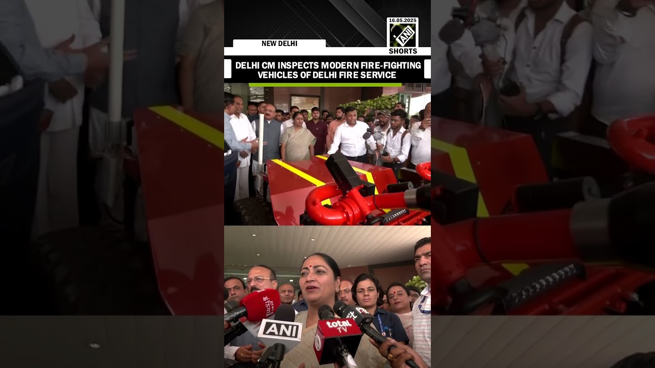 CM Rekha Gupta inspects modern fire-fighting vehicles of Delhi Fire Service at Delhi Secretariat