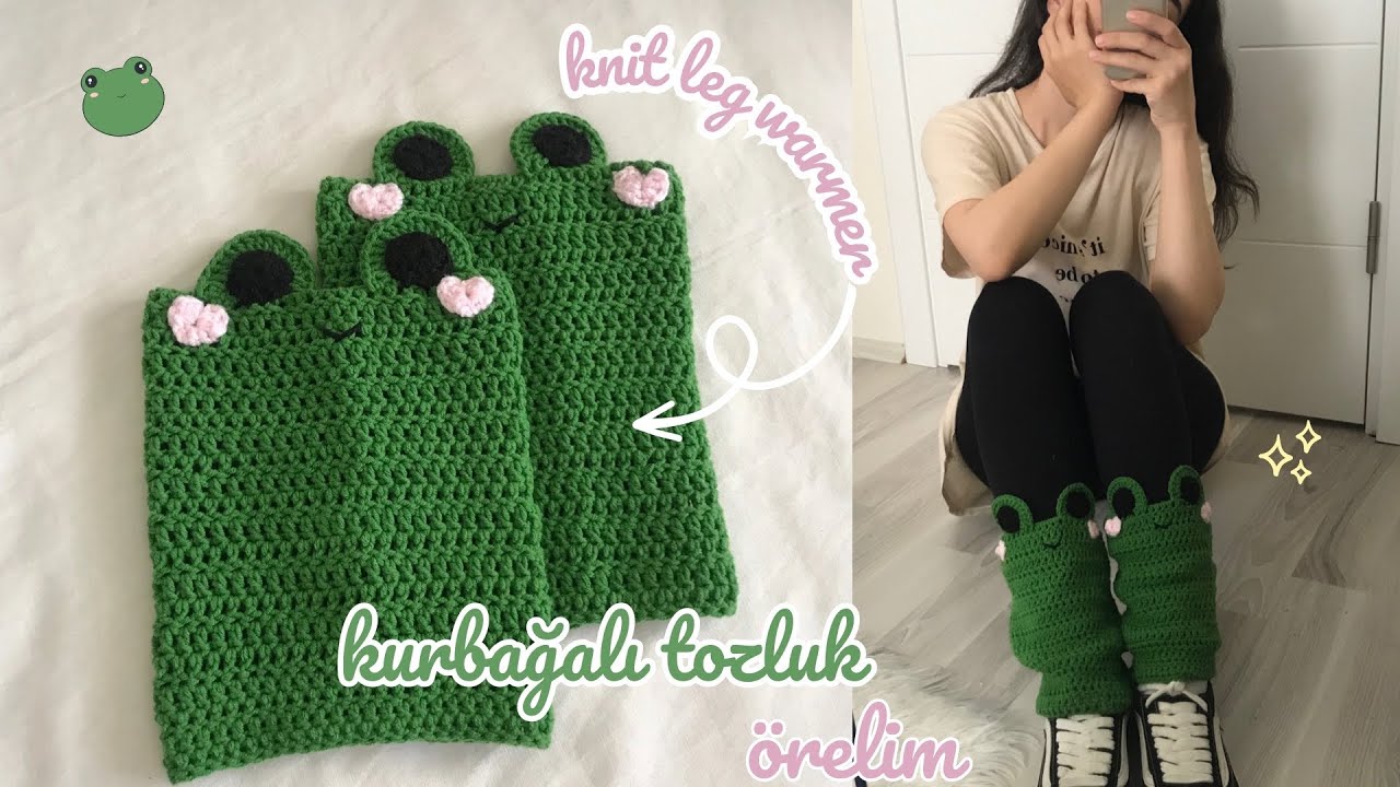 Kurbağalı tozluk örelim 🐸 knit cute frog leg warmer