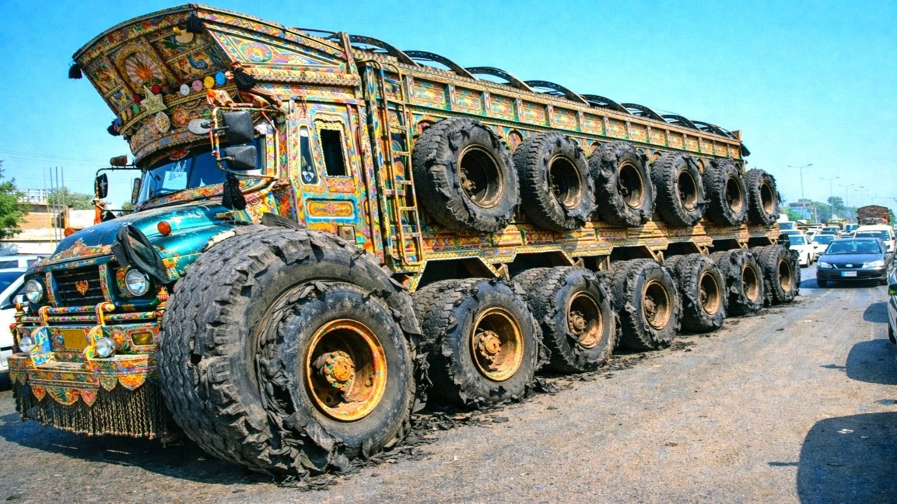 Field Repairing When Pakistani Truck Has Blowout - Pakistani Mechanic Replaces Blown Truck Tire