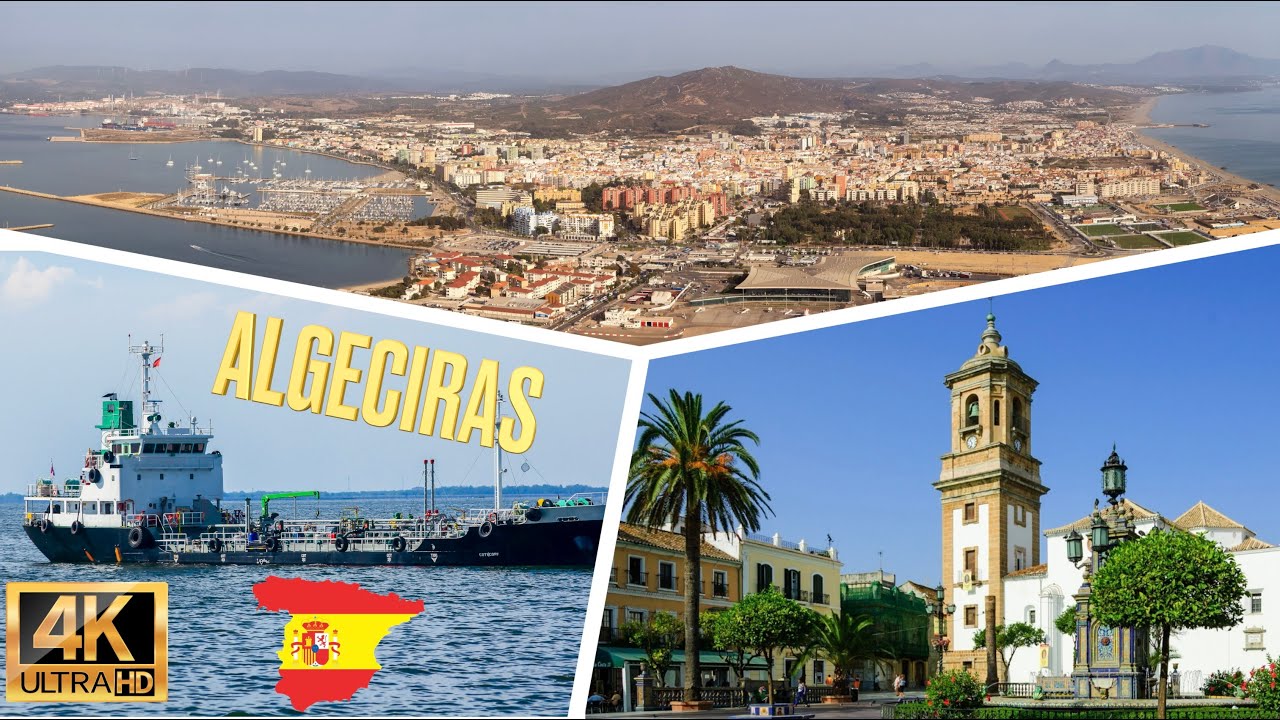 Algeciras/الجزيرة الخضراء/Port city by Strait of Gibraltar/4k/Drone