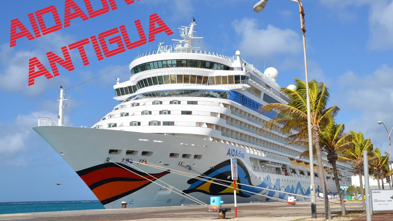 AIDAdiva Auslaufen Antigua Karibik - AIDAdiva setting sail at Antigua Caribbean