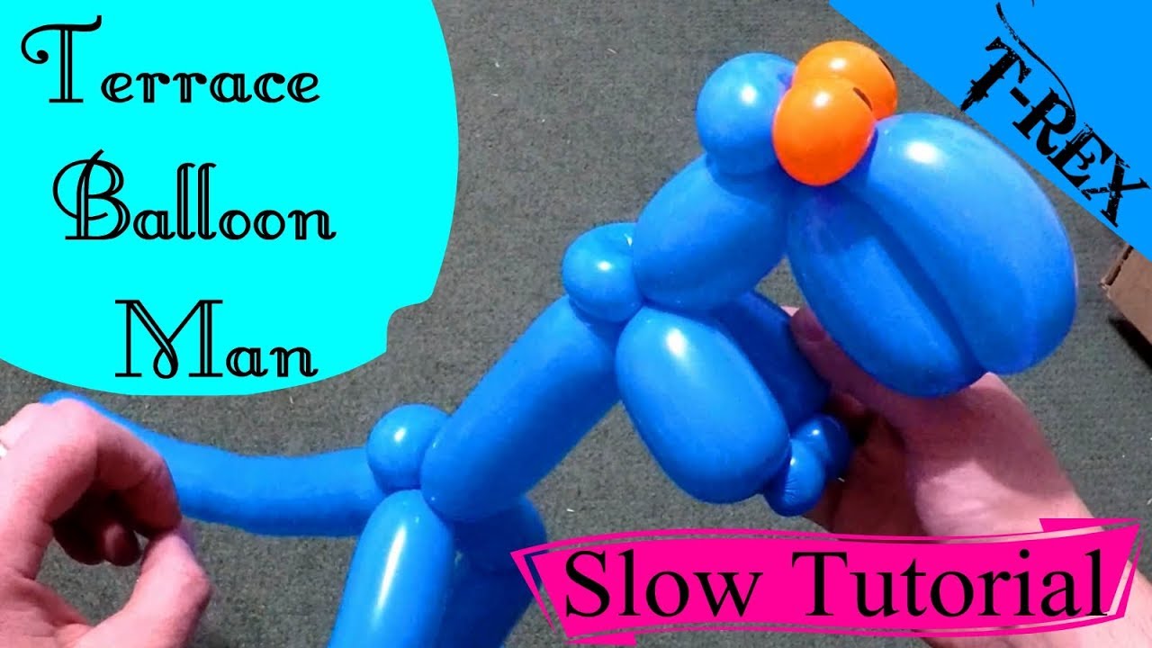 How to make a simple T-Rex balloon - Slow easy to follow tutorial