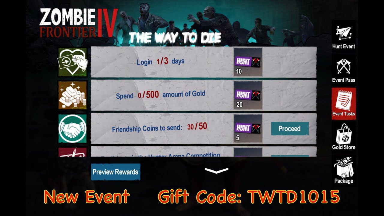 Zombie Frontier 4 New Event Gift Code: TWTD1015 #zombiemobilegame #zombiesurvival