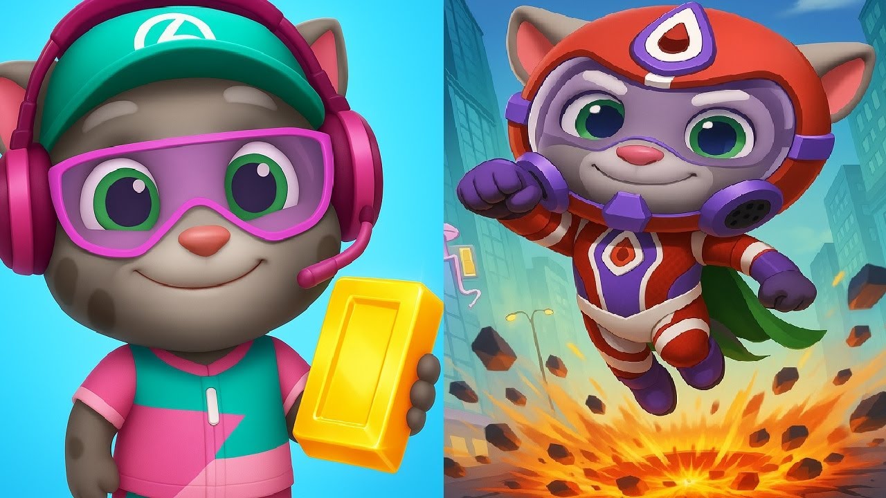 Talking Tom Gold Run VS Talking Tom Hero Dash NEW UPDATE Streamer Tom VS SUPER Tom New outfit