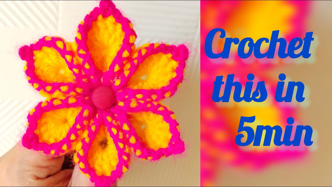 Crochet Flower Applique tutorial | Easy Crochet Flower for Beginners