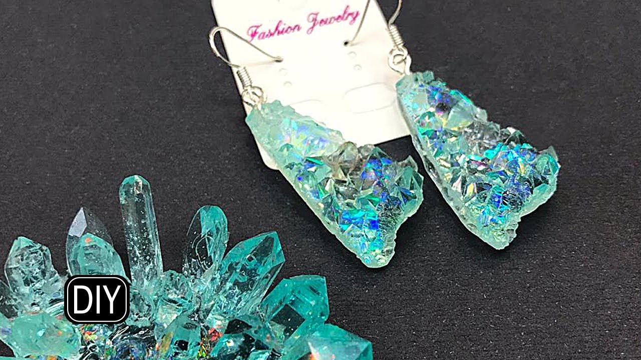 СЕРЬГИ КРИСТАЛЬНЫЕ ДРУЗЫ из эпоксидной смолы.
