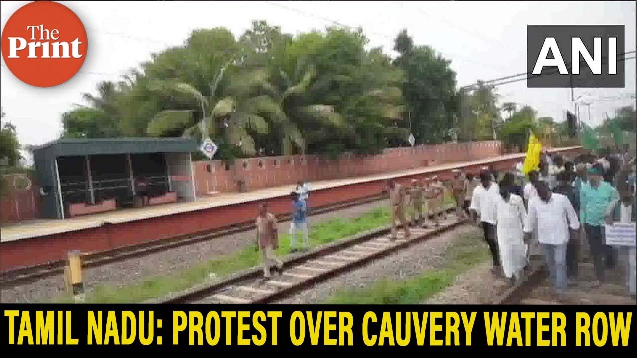 Watch: Farmers hold 'Rail Roko' protest over Cauvery water sharing row in Thanjavur, Tamil Nadu