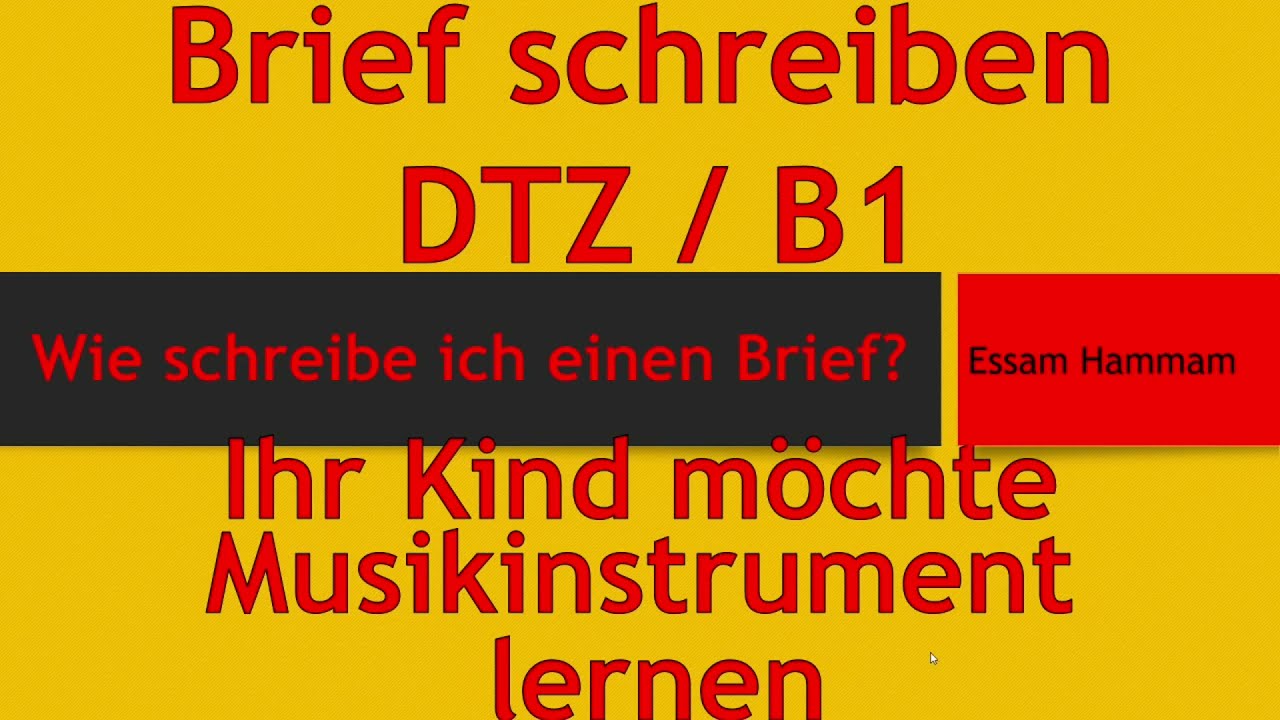 B1 / DTZ | Brief | Ihr Kind m&ouml;chte ein Musikinstrument lernen