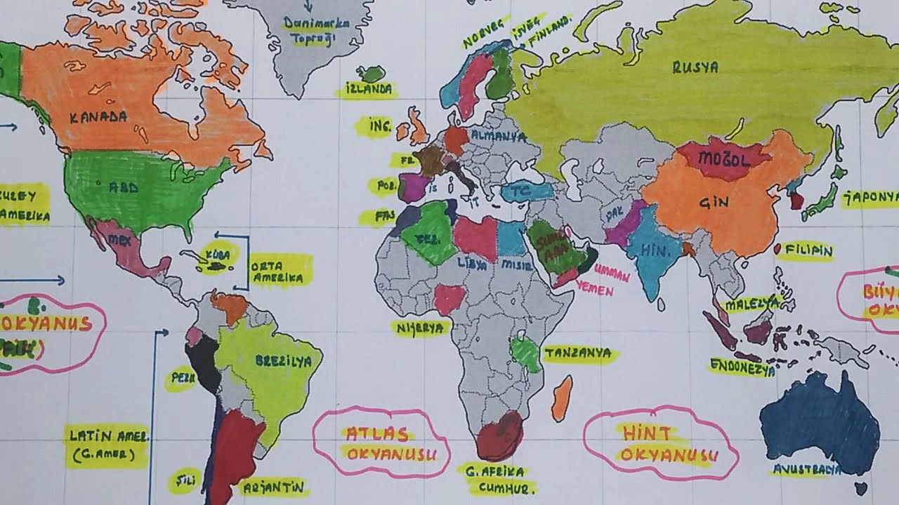 DÜNYA HARİTASI ÇALIŞMA(explore the world map)