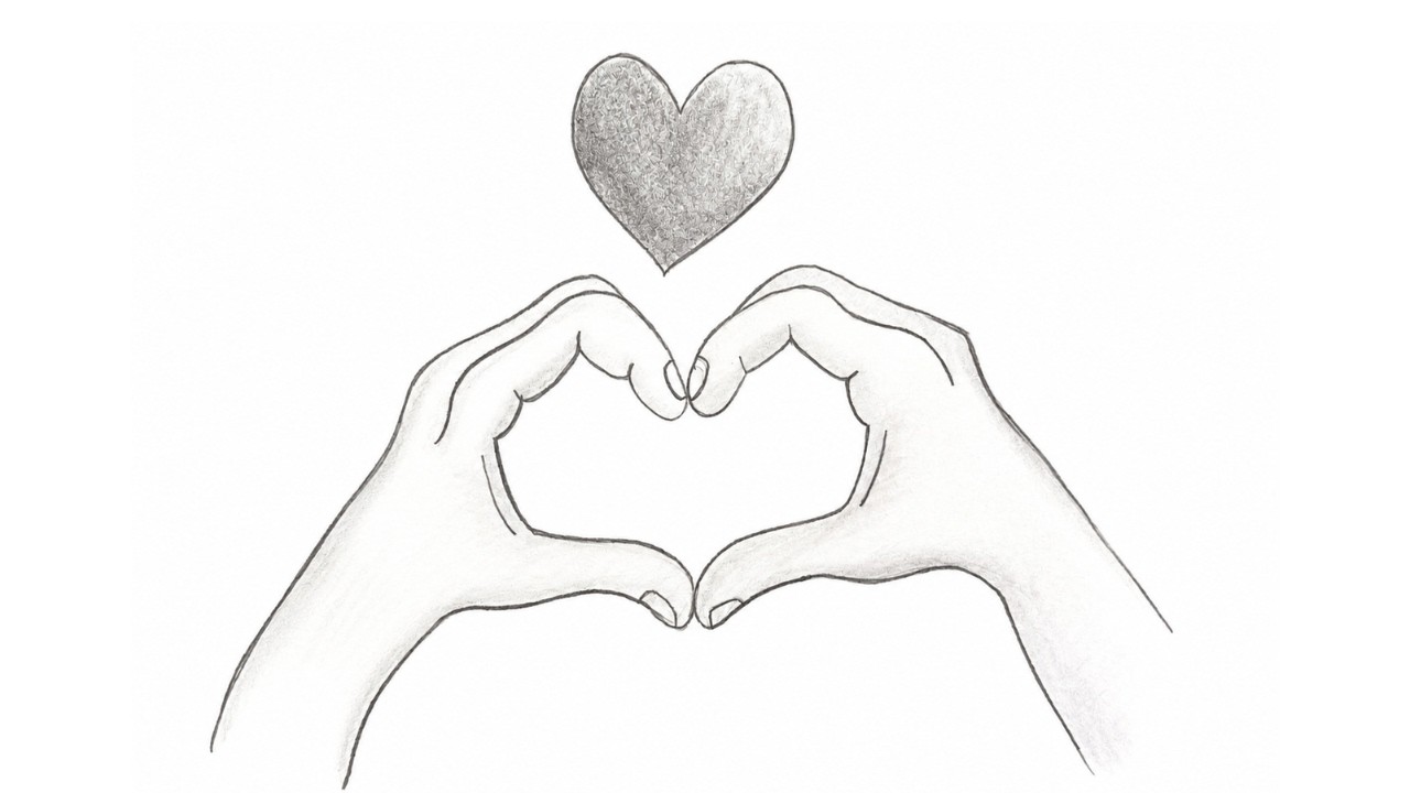 Pencil drawing of hands with heart || Easy drawing ideas for beginners || Step by step drawing #art