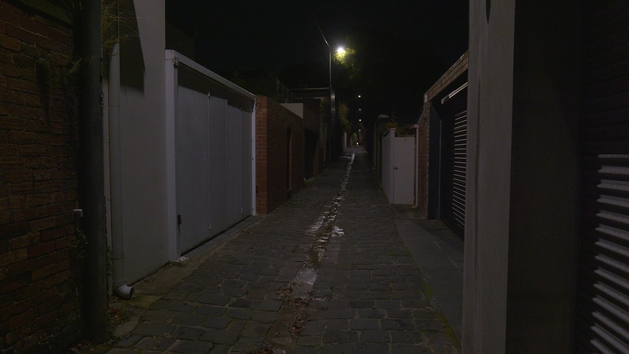 [4K] dark alley and street walk at night in Melbourne