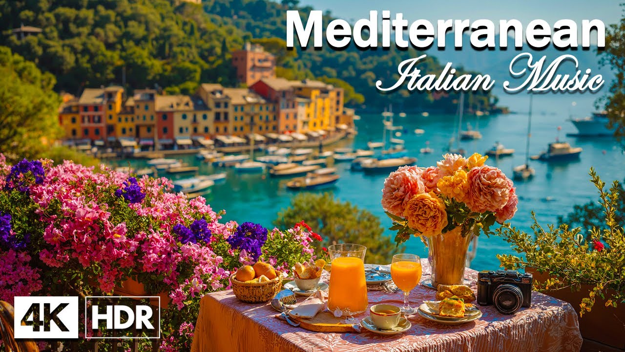 Mediterranean Music & Charming Seaside Town Scenery 🏡🎶 Romantic Vibe & Dreamy Seaside Views 🌊☀️