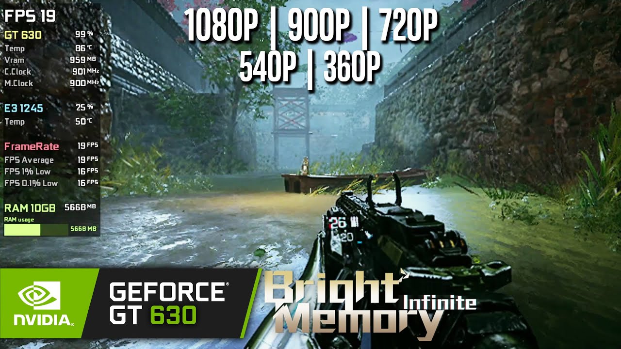 GT 630 | Bright Memory Infinite - 1080p, 900p, 720p, 540p, 360p