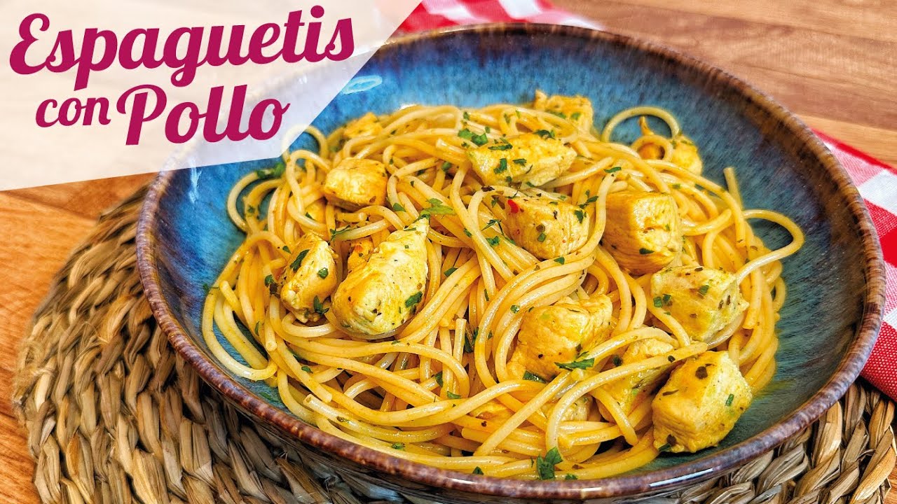 ESPAGUETIS CON POLLO 🍝 Receta de pasta con pollo fácil