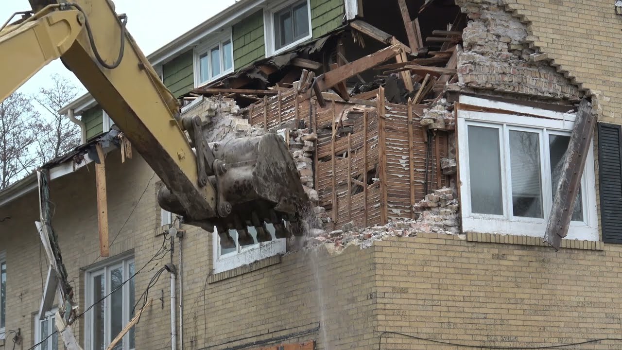 Huge Brick Home Puts up a Fight During Demolition
