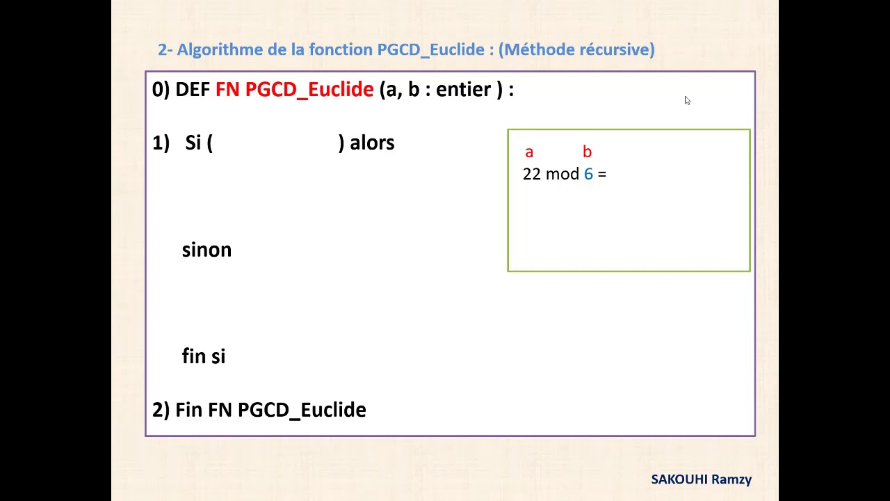 Calcul de PGCD ( Le plus grand commun diviseur )