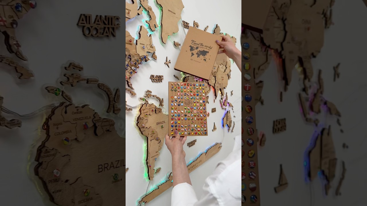 3D WOODEN WORLD MAP LIGHT LED 2.0 #worldmap #travel #map #homedecor #handmade